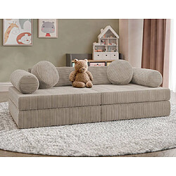Bestmobilier Canapé droit 2 places velours côtelé - Taupe