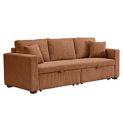 Bestmobilier canapé droit convertible 3 places - Terracotta
