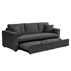 Bestmobilier Cyrus canapé droit convertible 3 places - Gris foncé