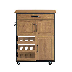 SoBuy Desserte de Cuisine à Roulettes avec Plan de Travail et Tiroirs Marron Vintage
