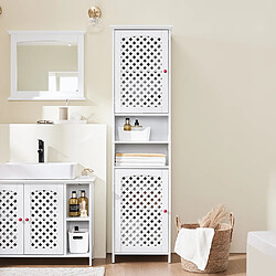 SoBuy Colonne Salle de Bain Haute 2 Portes avec Étagères en MDF Blanc