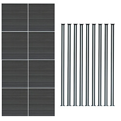 Monstershop Kit Clôture Composite 8 Panneaux & 9 Poteaux à LED - Gris