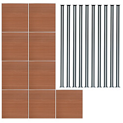 Monstershop Kit Clôture Composite 9 Panneaux & 10 Poteaux à LED - Marron