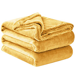 Inny Couverture pour Canapé et Lit en Tissu 150x200cm Confortable Chaleureux Jaune