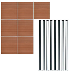 Monstershop Kit Clôture Composite 7 Panneaux & 8 Poteaux à LED - Marron