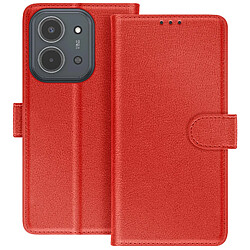 Avizar Étui Portefeuille pour Redmi 15C Série Chesterfield avec Fonction Support Rouge 