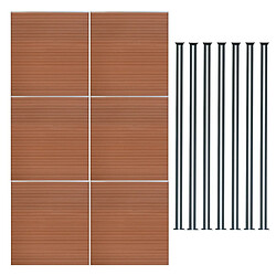 Monstershop Kit Clôture Composite 6 Panneaux & 7 Poteaux à LED - Marron