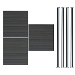 Monstershop Kit Clôture Composite 3 Panneaux & 4 Poteaux à LED - Gris