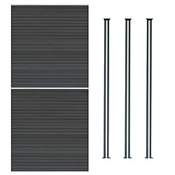 Monstershop Kit Clôture Composite 2 Panneaux & 3 Poteaux à LED - Gris