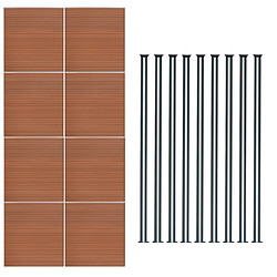 Monstershop Kit Clôture Composite 8 Panneaux & 9 Poteaux à LED - Marron