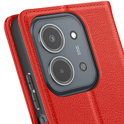 Avis Avizar Étui Portefeuille pour Redmi 15C Série Chesterfield avec Fonction Support Rouge