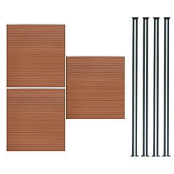 Monstershop Kit Clôture Composite 3 Panneaux & 4 Poteaux à LED - Marron