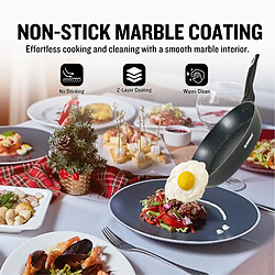 Batterie de cuisine 15 pièces avec revêtement en marbe Noir Herzberg HGMETBK15-BLK pas cher