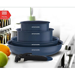 Avis Batterie de cuisine 5 pièces poignée amovible Bleu Arthur Martin AM8896