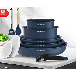 Batterie de cuisine 10 pièces poignée amovible Bleu Arthur Martin AM6455