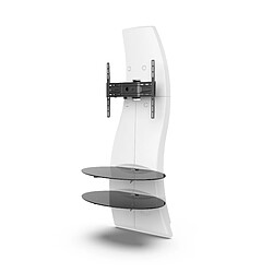 Meliconi - Meuble TV avec support intégré - GHOST DESIGN 2500 Blanc Mat - TV de 32 à 70'' - VESA 200/400 - Etagères verre trempé pas cher
