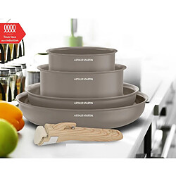 Batterie de cuisine 5 pièces poignée amovible Taupe Arthur Martin AM9192