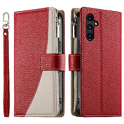 Flip Étui Pour Samsung Galaxy A14 4G/5G Étui en cuir Élégant Portefeuille Fentes pour cartes GANGXUN Rouge 