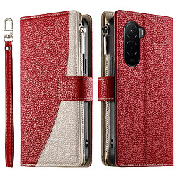 Avis Étui Pour bascula Xiaomi Poco M7 4G Portefeuille Élégant Étui en cuir Fentes pour cartes GANGXUN Rouge