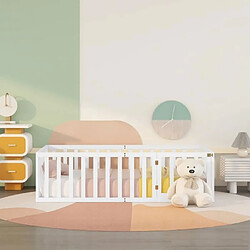 Avis DZMDIP Lit enfant - lit au sol enfant - 90x200 cm - Bois de pin massif - Cadre de lit au sol avec clôture et porte - Blanc - Certifié