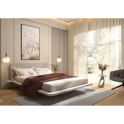 Acheter Visby Lit flottant en hêtre massif JAPANDIC / 140x200 cm, couleur blanche
