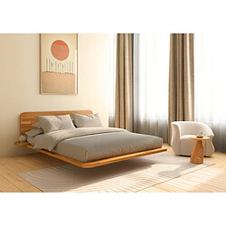 Visby Lit flottant en hêtre massif JAPANDIC / 140x200 cm, couleur naturelle pas cher