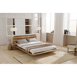 Avis Visby Lit flottant en chêne massif JAPANDIC / 140x200 cm, couleur naturelle froide