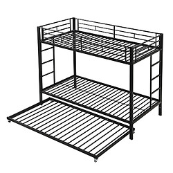 DZMDIP Lit Superposé Enfant 90x200cm avec Garde-Corps Haut, Noir - Marque - Modèle - Métal - A lattes - Enfant