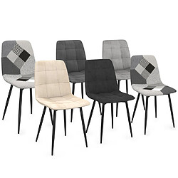 Idmarket 6 CHAISES MILA MIX PATCHWORK