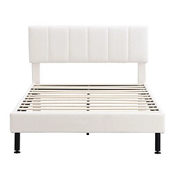 Acheter DZMDIP Lit double 140x190 cm lit 140 x 190 avec sommier 2 personnes Cadre de lit tapissé avec sommier à lattes, design minimaliste, beige