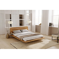 Avis Visby Lit flottant en chêne massif JAPANDIC / 140x200 cm, couleur naturelle chaude