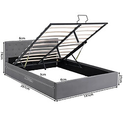 DZMDIP Lit Coffre double 140 x 200 cm - 2 personnes - Style Scandinave - A lattes - Gris 