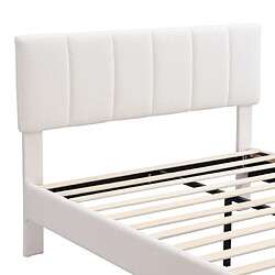 DZMDIP Lit double 140x190 cm lit 140 x 190 avec sommier 2 personnes Cadre de lit tapissé avec sommier à lattes, design minimaliste, beige pas cher