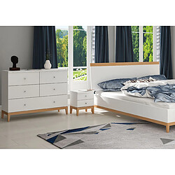Acheter Visby Table de chevet murale 2 tiroirs - Blanc