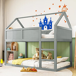 OKWISH Lit superposé 90x200 cm Lit cabane enfant - Gris