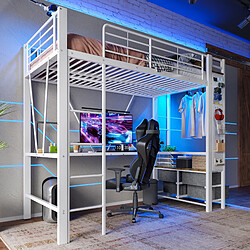 OKWISH Lit mezzanine 90x200 cm - Lit déco - Blanc