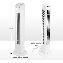 Ventilateur Tour 45W pivotant Blanc Maxxhome FT-75 pas cher
