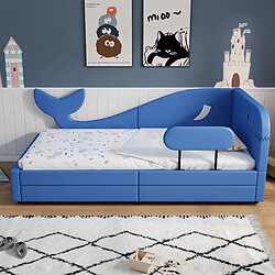 OKWISH Lit enfant 90x200 cm - Lit avec tiroirs roulants - Bleu
