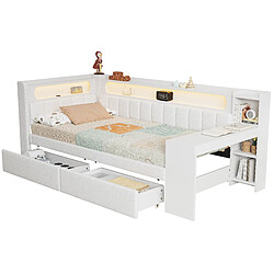OKWISH Lit gigogne 90x200 cm Lit bureau - Blanc pas cher