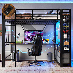 OKWISH Lit mezzanine 90x200 cm - Lit déco - Noir