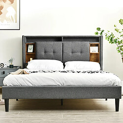 OKWISH Lit déco 140x200 cm - Lit design - Gris