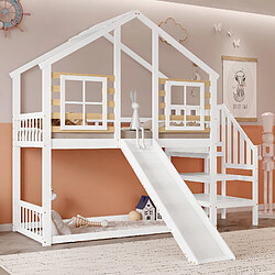 OKWISH Lit superposé 90x200 cm Lit modulable - Blanc