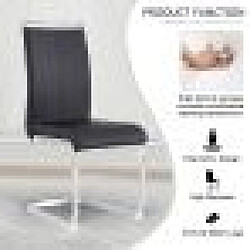 DZMDIP Lot de 4 chaises de salle à manger, chaise cantilever avec revêtement en simili cuir, structure en métal chromé, noir