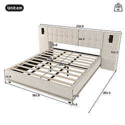 Acheter OKWISH Lit double 180x200 cm Lit adulte tête de lit - Beige