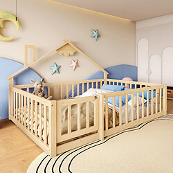 OKWISH Lit enfant 140x190 cm Lit sécurisé maison - Naturel
