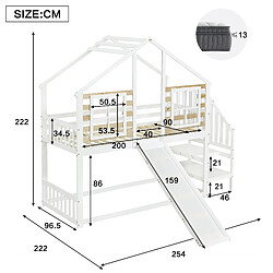 Acheter OKWISH Lit superposé 90x200 cm Lit modulable - Blanc