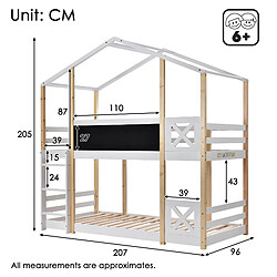 Acheter OKWISH Lit superposé 90x200 cm - - Lit cabane avec échelle - Blanc