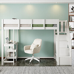 Avis OKWISH Lit mezzanine 90x200 cm Lit escalier - Blanc