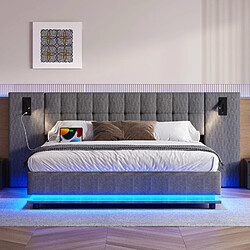 Avis OKWISH Lit double 180x200 cm Lit adulte LED - Gris