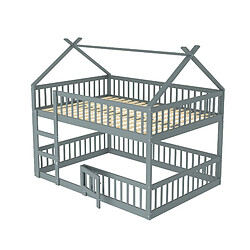 Avis OKWISH Lit superposé 140x200 cm - Lit cabane enfant - Gris